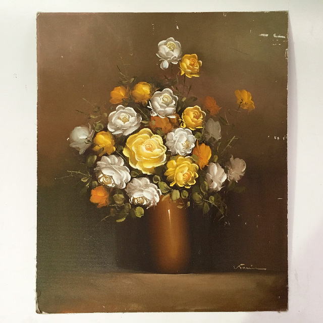 ARTWORK, Still Life (Medium) - Yellow White Roses (Unframed)